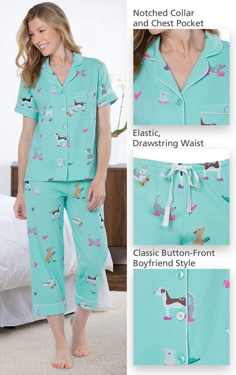 PajamaGram Dog Pajamas For Women - PJ Sets For Women, Blue, MD - Image 4